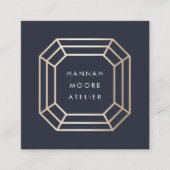 金ゴールドエレガント宝石ロゴ |ジュエリーデザイン スクエア名刺 (正面)