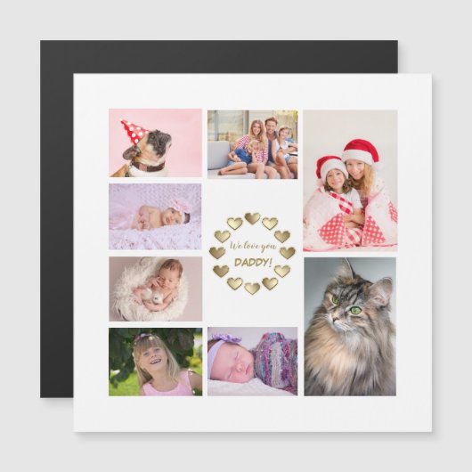 金ゴールドエレガント家族の写真コラージュ父の日 (正面/裏面)