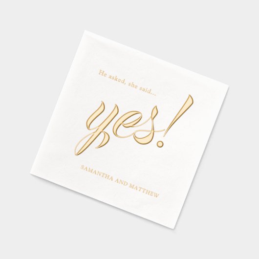 金ゴールドエレガント彼女が言ったYes婚約パーティ 箔ナプキン (左)