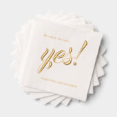 金ゴールドエレガント彼女が言ったYes婚約パーティ 箔ナプキン (インサイチュ (積み重ね))