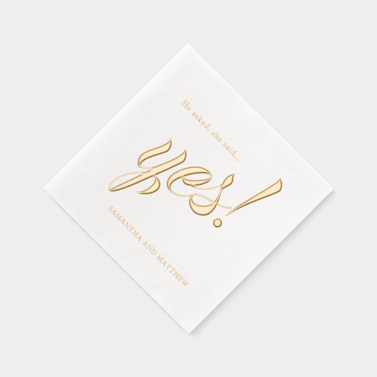 金ゴールドエレガント彼女が言ったYes婚約パーティ 箔ナプキン (右)