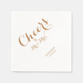 金ゴールドエレガント応援の日付ミスター&ミセス結婚ズ スタンダードカクテルナプキン (正面)