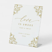 金ゴールドエレガント愛は甘い結婚しるし 台座サイン (正面)