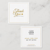 金ゴールドエレガント感謝のロゴプロモーションコード 割引カード (正面/裏面)