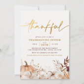 金ゴールドエレガント感謝祭ディナーパーティー 招待状 (正面)