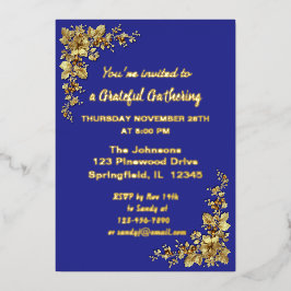 金ゴールドエレガント感謝祭フォイルインビタ 箔招待状