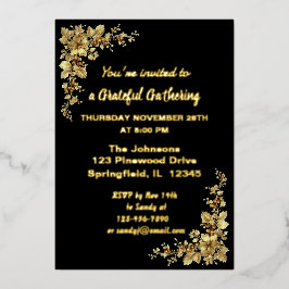 金ゴールドエレガント感謝祭フォイルインビタ 箔招待状