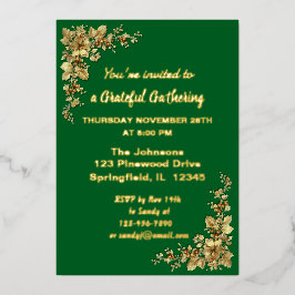 金ゴールドエレガント感謝祭フォイルインビタ 箔招待状