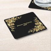 金ゴールドエレガント感謝祭 スクエアペーパーコースター (アングル)