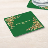 金ゴールドエレガント感謝祭 スクエアペーパーコースター (アングル)