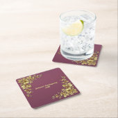 金ゴールドエレガント感謝祭 スクエアペーパーコースター (インサイチュ)