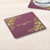 金ゴールドエレガント感謝祭 スクエアペーパーコースター (アングル)