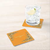 金ゴールドエレガント感謝祭 スクエアペーパーコースター (インサイチュ)