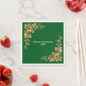 金ゴールドエレガント感謝祭 スタンダードカクテルナプキン (インサイチュ)