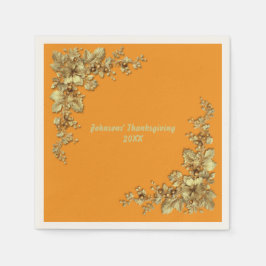 金ゴールドエレガント感謝祭 スタンダードカクテルナプキン