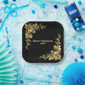 金ゴールドエレガント感謝祭 ペーパープレート (パーティー)