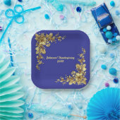 金ゴールドエレガント感謝祭 ペーパープレート (パーティー)