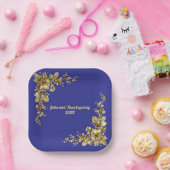 金ゴールドエレガント感謝祭 ペーパープレート (パーティー)