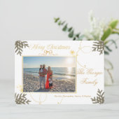 金ゴールドエレガント抽象芸術写真クリスマスカード シーズンカード (スタンド正面)