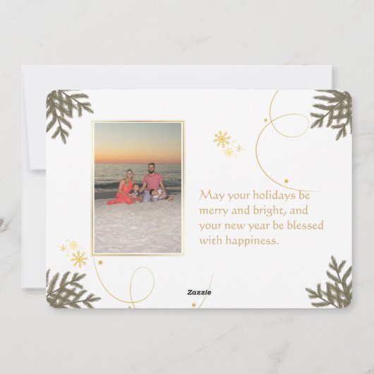 金ゴールドエレガント抽象芸術写真クリスマスカード シーズンカード (裏面)