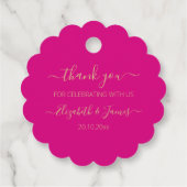 金ゴールドエレガント明るい赤紫色サンキュー結婚式の引き出物ラベル フェイバータグ (裏面)