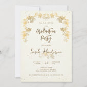 金ゴールドエレガント星空の夜の卒業パーティー 招待状 (正面)