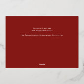 金ゴールドエレガント暗赤色の喜び世界企業 箔シーズンカード (裏面)