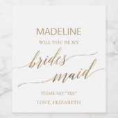 金ゴールドエレガント書は私の花嫁になる ワインラベル (シングルラベル)