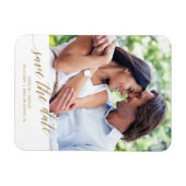 金ゴールドエレガント書写真の日付を保存 マグネット (横)