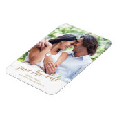 金ゴールドエレガント書写真の日付を保存 マグネット (左側)