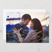 金ゴールドエレガント書日付カードの保存 招待状 (正面/裏面)