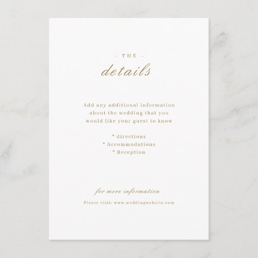 金ゴールドエレガント書結婚クラシック詳細 エンクロージャーカード (正面)