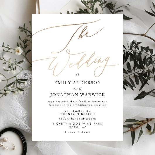 金ゴールドエレガント書結婚道 招待状