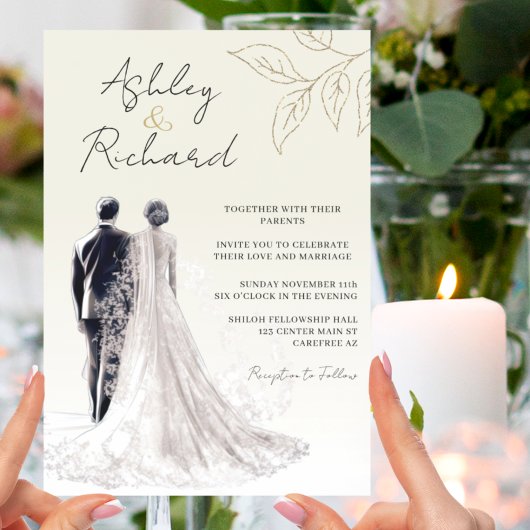 金ゴールドエレガント書結婚道 招待状