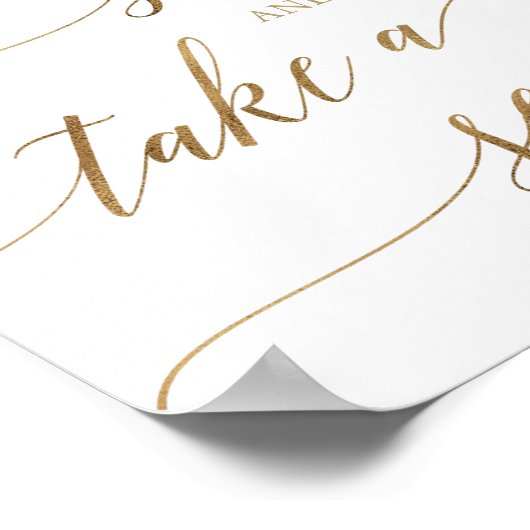 金ゴールドエレガント書道がシュートで座る ポスター (角)