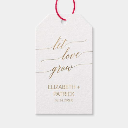 金ゴールドエレガント書道が愛を育む ギフトタグ (正面)