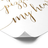 金ゴールドエレガント書道すべてのピザ私のハートのサイン ポスター (角)