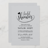 金ゴールドエレガント書道のブライダルシャワーの招待 招待状 (正面/裏面)