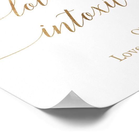 金ゴールドエレガント書道の愛が酔っている ポスター (角)