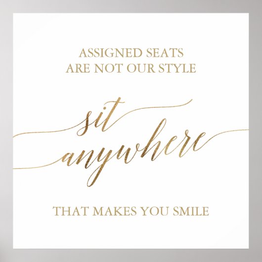 金ゴールドエレガント書道はどこにでも座る四角い看板 ポスター (正面)