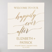 金ゴールドエレガント書道アイボリーが楽しく終わった後 ポスター (正面)