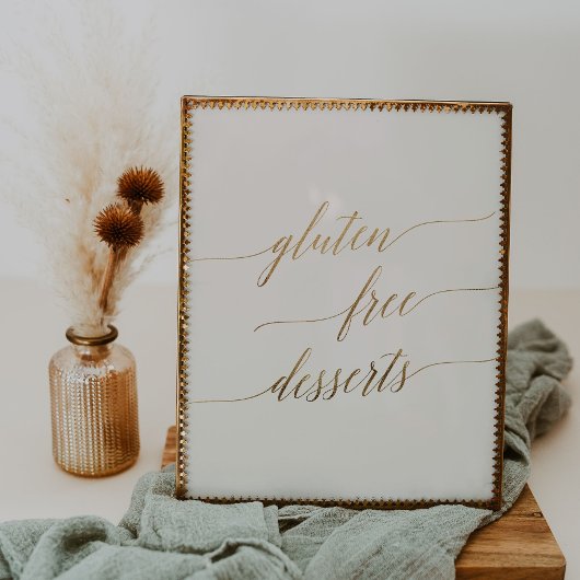 金ゴールドエレガント書道アイボリーグルテンフリーデザート ポスター