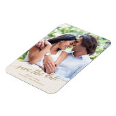 金ゴールドエレガント書道アイボリー写真の保存日時 マグネット (左側)