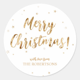 金ゴールドエレガント書道楽しいクリスマスのシール ラウンドシール