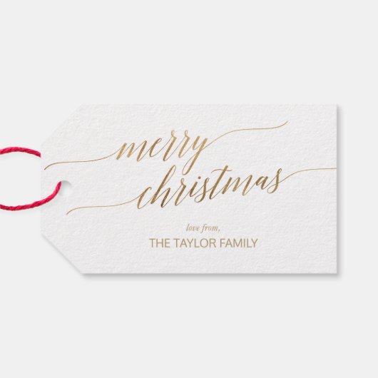 金ゴールドエレガント書道楽しいクリスマス ギフトタグ (裏面横)