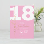 金ゴールドエレガント書道18th誕生日パーティーの招待 招待状 (スタンド正面)