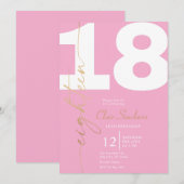 金ゴールドエレガント書道18th誕生日パーティーの招待 招待状 (正面/裏面)