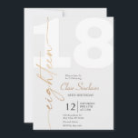 金ゴールドエレガント書道18th誕生日パーティー 招待状<br><div class="desc">このエレガント金ゴールド書18歳の誕生日の招待は、誕生日パーティーにシンプル最適である。ニュートラルデザインは、ロマンチックで飾金ゴールドタイポグラフィのミニマルお洒落リストカードを備えている。</div>