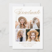 金ゴールドエレガント書道4写真卒業パーティー 招待状 (正面)