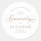 金ゴールドエレガント書道First Communionありがとう ラウンドシール (正面)